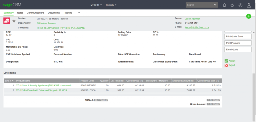 2. Sophos – CRM Quote Process – Scenario 1 No Vendor Quote – Skill Centre